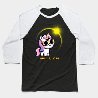 Unicorn Total Solar Eclipse 2024 April 8 Baseball T-Shirt